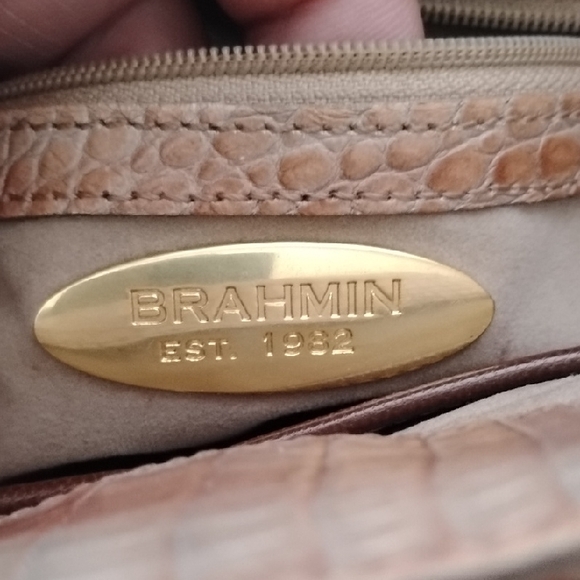 Brahmin Tan Embossed Leather Shoulder Bag - Picture 8 of 14